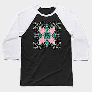 Pink and navy flower mandala Baseball T-Shirt